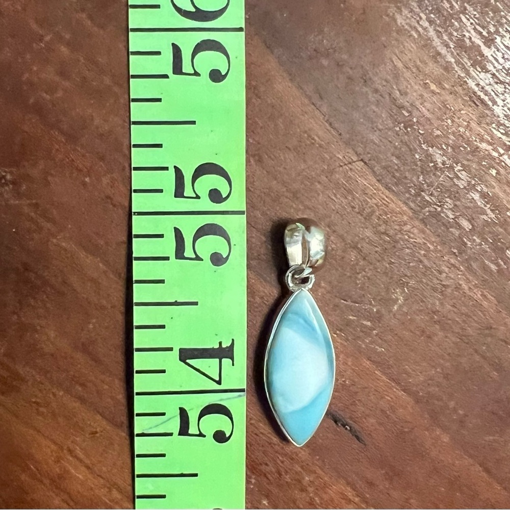 Natural Larimar Marquise Pendant | 925 Sterling Silver Timeless Everyday #550 - Picture 5 of 5